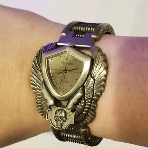 Ride Hard Biker Watch Shield Shaped W Skull, Like Harley Davidson New Battery - Picture 1 of 9