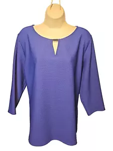 Dana Buchman Women’s XL Blouse 3/4 Sleeve V-Neck Pullover Purple - Picture 1 of 9
