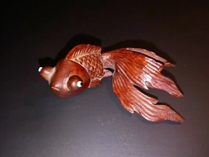 Figura de madera de teca 🙂 PEZ DORADO 🙂 PEZ VELO 🙂 perfecto estado - Imagen 1 de 6