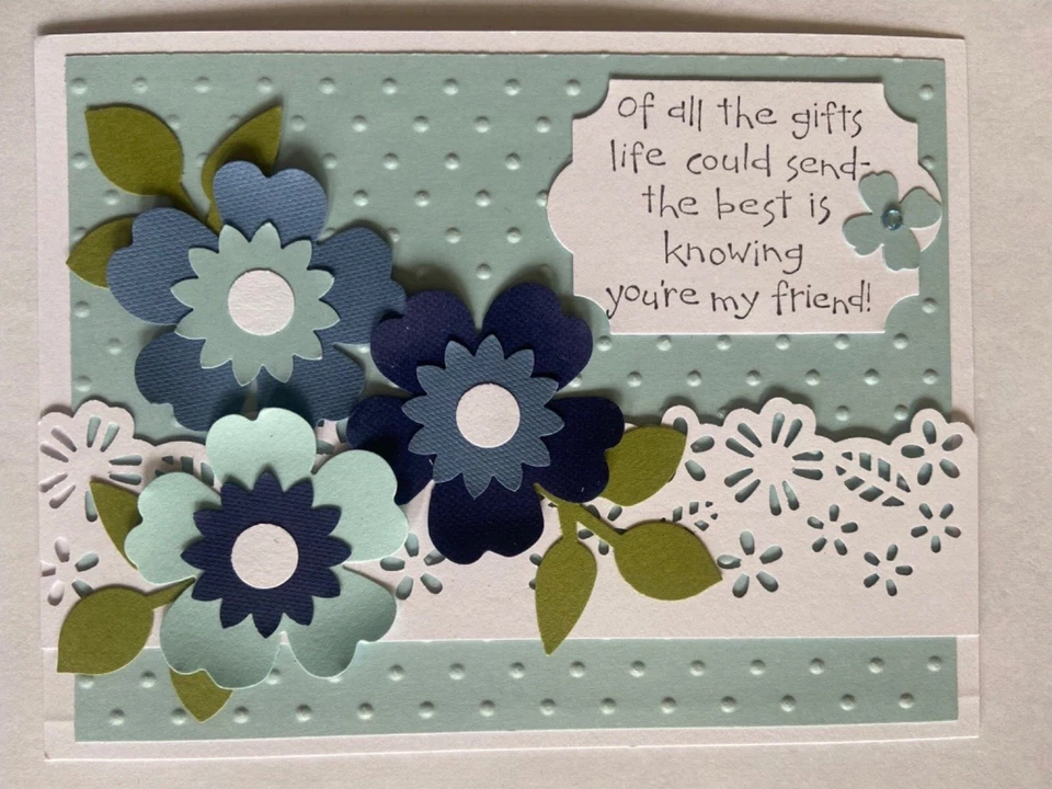 Puncheado Floral Gracias Amigo Get Well Blues Tarjeta Kit de 6 Hecho con Stampin' Up! Foto 1 de 1