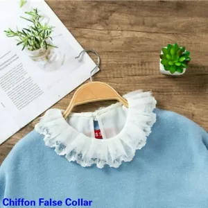Womens Chiffon False Collar Lace Pleated Girl Retro Ruffle Shirt Neckband - Picture 1 of 14