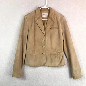 Vintage 90s Blazer Womens 10 Beige Bloomingdales Margaret Godfrey Suede Boho - Picture 1 of 12