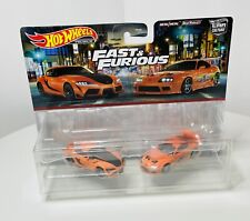 Mattel Hot Wheels The Fast and the Furious Toyota GR Supra & Toyota Supra 1:64 Diecast Vehicle - Orange (HKF54)