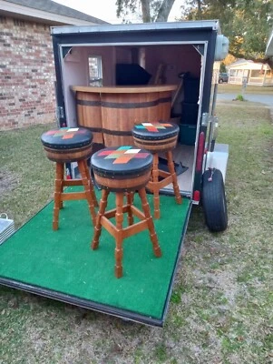 VINTAGE WHISKEY (or RUM if you prefer) BARREL MOBILE BAR - Image 1 of 2