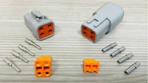 Deutsch DTP 4-Pin Connector Kit 12 AWG solid Chrome Contacts DTP04-4P & DTP06-4S - Picture 1 of 1