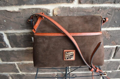 NWT Dooney & Bourke Suede Crossbody Pouchette Shoulder Bag Brown Tmoro - Image 1 of 4