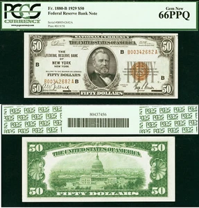 1929 $50 National Currency PCGS Gem 66PPQ - FRBN New York - 2nd Highest Graded - Picture 1 of 4