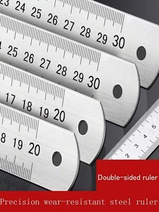 Regla metálica doble lateral acero inoxidable - 30cm-20cm-15cm 12"/8"/6" - Imagen 1 de 7