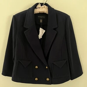 Neu mit Etikett 2011 Banana Republic kurze zweireihige Jacke mit Klappentasche Größe Large blau - Bild 1 von 9