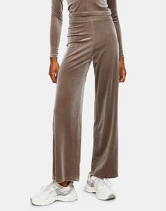 Pantalones Topshop US 4 6 UK Pequeños S Terciopelo Taupe Pierna Ancha Tiro Alto - Imagen 1 de 8