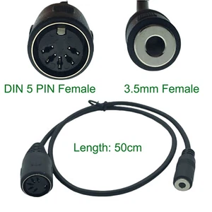 DIN 5 Pin MIDI Female Jack To 3.5mm 1/8" Female Stereo Audio Adapter Cable 50cm - Picture 1 of 8