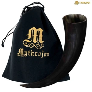 Taza de cuerno para beber vikingo cerveza ale vino hidromiel medieval 100 % natural taza de cuerno 250 ml - Imagen 1 de 13
