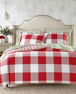 Charter Club 100% Cotton Flannel Comfoter Red & White Checkard Queen $220 - Picture 1 of 11