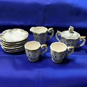 Juego de té Royal Sealy vintage servicio blanco y dorado estilo Art Nouveau no completo - Imagen 1 de 20