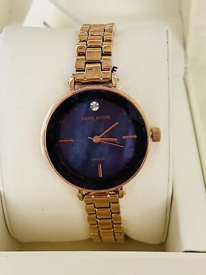 Nuevo reloj pulsera de diamantes genuinos para mujer Anne Klein 3386-NMRG en caja Foto 1 de 2