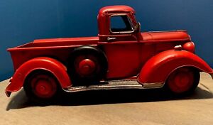 Red Ford Chevy Toy Pickup Truck Shop Gas Oil Vintage Style Decor Pump