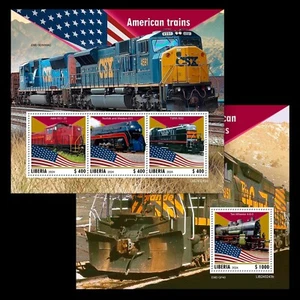 American Trains MNH Stamps 2024 Liberia M/S + S/S - Picture 1 of 1