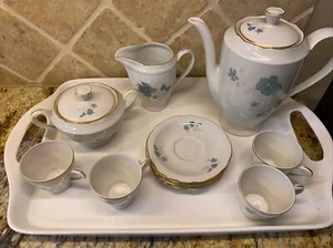 Cmielow Poland Cobalt Green and white Coffee/Tea set - Picture 1 of 8