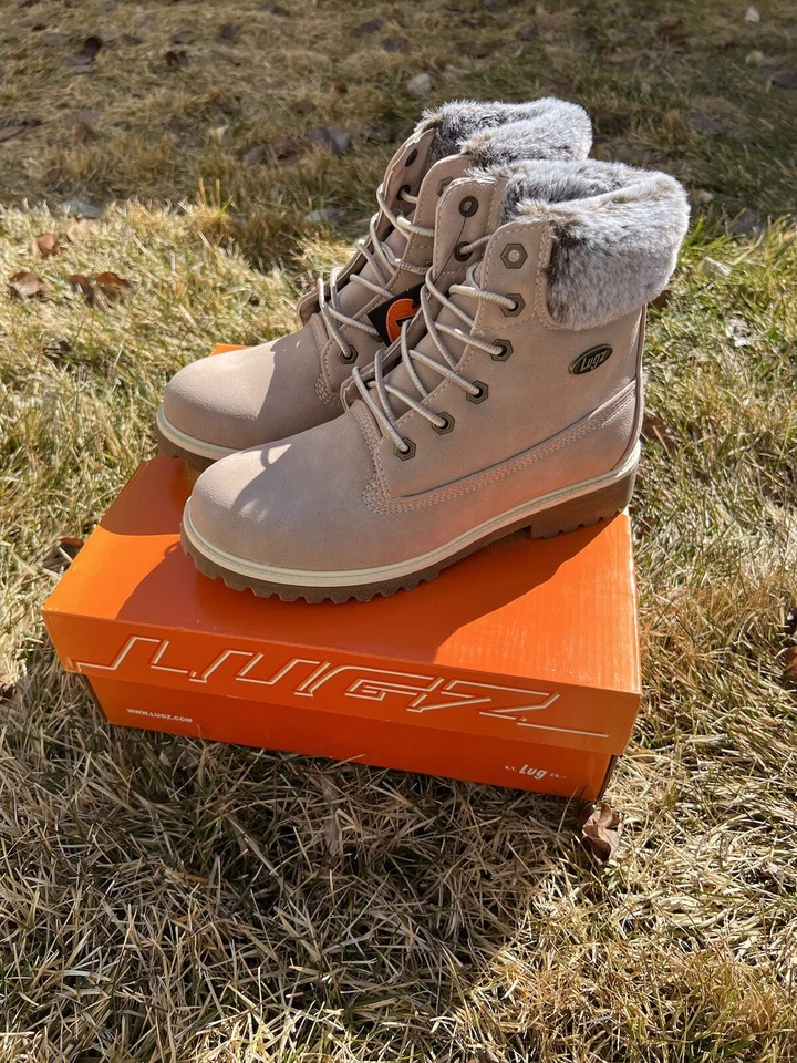 Lugz WCNYFE-682 Womens Convoy Faux Fur Lace Up Boots Ankle Mid Heel 2-3"