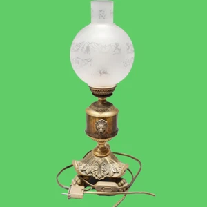 lampe lanterne luminaire torche bronze pattes et tête de Lion + globe - Bild 1 von 24
