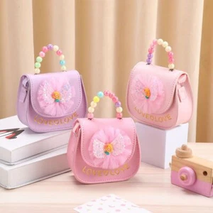 PU Leather Kids Shoulder Bag Cute Flowers Handbags Children's Messenger Bag - Picture 1 of 19