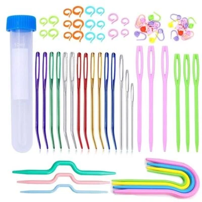 69Pcs Large Eye Blunt Needle Bent Tip Tapestry Needles Stitch Markers Set Sewing - image 1 of 4