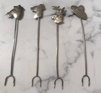 FIGURA VINTAGE PRATA ESTERLINA MÉXICO 4 PEÇAS OLIVA LIMÃO PICARETAS  - Imagem 1 de 2