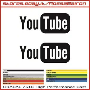 KIT 2 ADESIVI YOUTUBE LOGO 1 mm.60x24 - STICKERS AUFKLEBER PEGATINAS DECALS - Foto 1 di 1