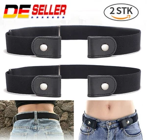 2X Elastischer Gürtel Ohne Schnalle Schnallenfreier Gürtel Unsichtbar für Jeans - Bild 1 von 13