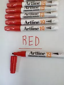 Permanent Marker Pens Red Chisel Tip Aluminium Barrel Quick Dry Water Resistant - Picture 1 of 3