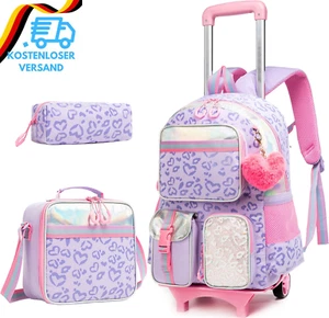 Htgroce Kinder Trolley Rucksack Schultasche Schulranzen Mädchen Schultrolleys Sc - Bild 1 von 12