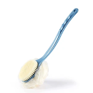 Shower Body Brush with Bristles and Loofah,Back Scrubber Bath Mesh Sponge with C - Picture 1 of 12