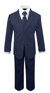 Formal Kids Toddler Boys Suit 5 pieces Set with Vest and Tie Choice of Colors - Picture 1 of 25