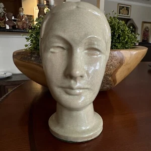 Rare !  Mid Century French Crackle Porcelain Bust Sculpture -8” Tall - Picture 1 of 11
