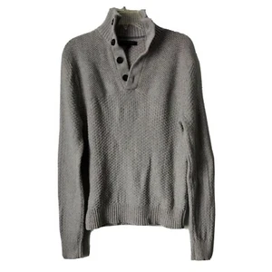 Suéter Banana Republic Para Hombres Talla S Gris Pullover Cuello Simulado Henley Tejido Mixto - Imagen 1 de 5