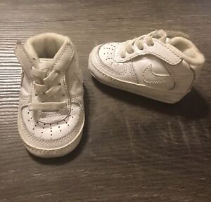 Nike Air Force 1 Size 1c White Soft Bottom Crib Shoe Infant Toddler 325337-111