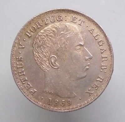 Portugal 500 reis 1859 D. Pedro V Silver KM#498 AUNC/UNC - Image 1 of 2