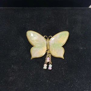 Vintage Butterfly Pin Brooch Enamel Beads - Picture 1 of 5