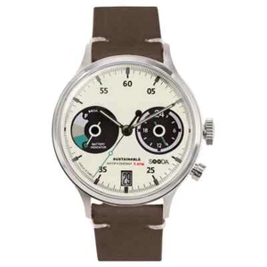 Tacs SOODA TS2302B Solar Panda Brown White Battery Indicator Watch - Picture 1 of 13