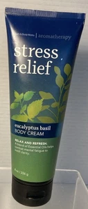 NEW Bath & Body Works Aromatherapy Eucalyptus Basil Stress Relief Body Cream 8oz - Picture 1 of 2