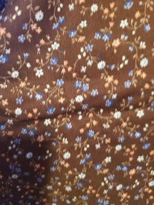 Vintage Sewing Fabric VIP Calico Brown Orange & Blue Floral 1ydx45" Cotton - Picture 1 of 4