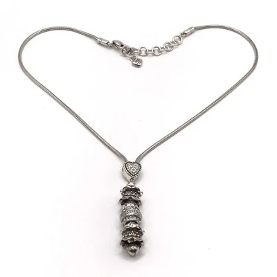 Brighton Necklace Y Drop Add a Bead with Mom & Crystal Beads Silver Plate 16-18" - Image 1 of 4