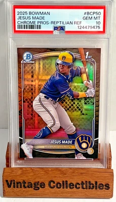 2025 BOWMAN CHROME JESUS MADE 1ST CHROME REPTILIAN REFRACTOR PSA 10 - Image 1 of 2