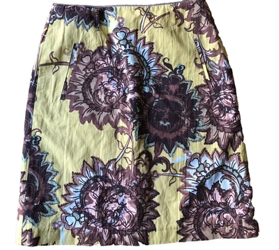 Falda Rene Lezard Para Mujer Talla 36 6 Amarilla Línea A Otoño Floral Algodón Bolsillos Foto 1 de 4