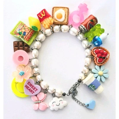 Pulseira Berloque Nostalgia Pérola de Água Doce Branca Genuína Cultura Pop 8-9" - Imagem 1 de 4