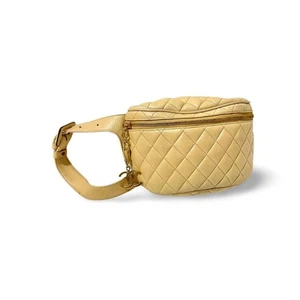 Vintage CHANEL beige lamb leather waist bag, fanny pack with double buckle belt - Picture 1 of 10