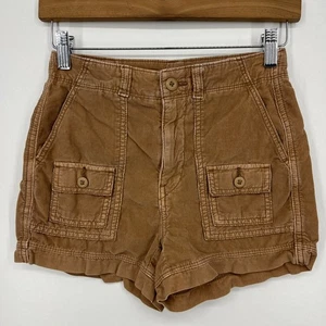 American Eagle Corduroy Cargo Shorts Women's Size 000 Brown '90s Boyfriend - Picture 1 of 10