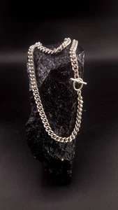 Beautiful Antique Mens Heavy chunky Curb Necklace Toggle T Bar Closure 20" 67g - Picture 1 of 8