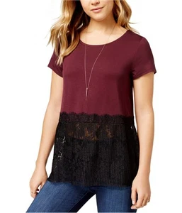 maison Jules Womens Peplim Lace Hem Knit Blouse - Picture 1 of 2