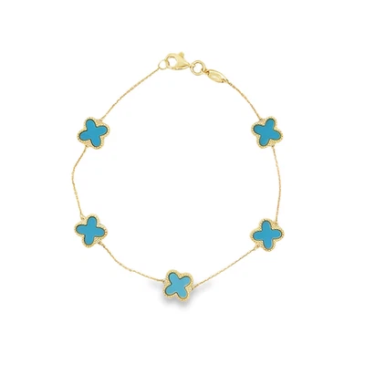 Turquoise Clover Bracelet 9 Carat Gold - Image 1 of 4